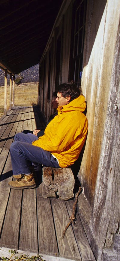 Hiker resting at Orroral Homestead