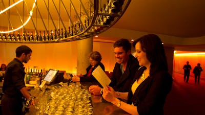 Couple ordering drinks from the Prosecco Bar