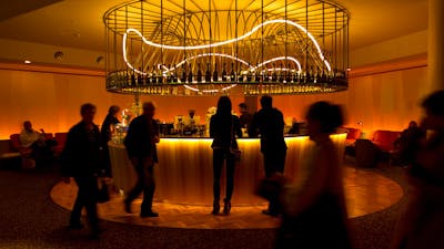 Cinema goers at the Prosecco Bar