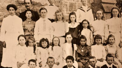 Teacher Mr McDonald with his class 1902-3