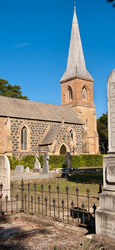 The historic graveyard has graves from Colonial times into the 20th Century