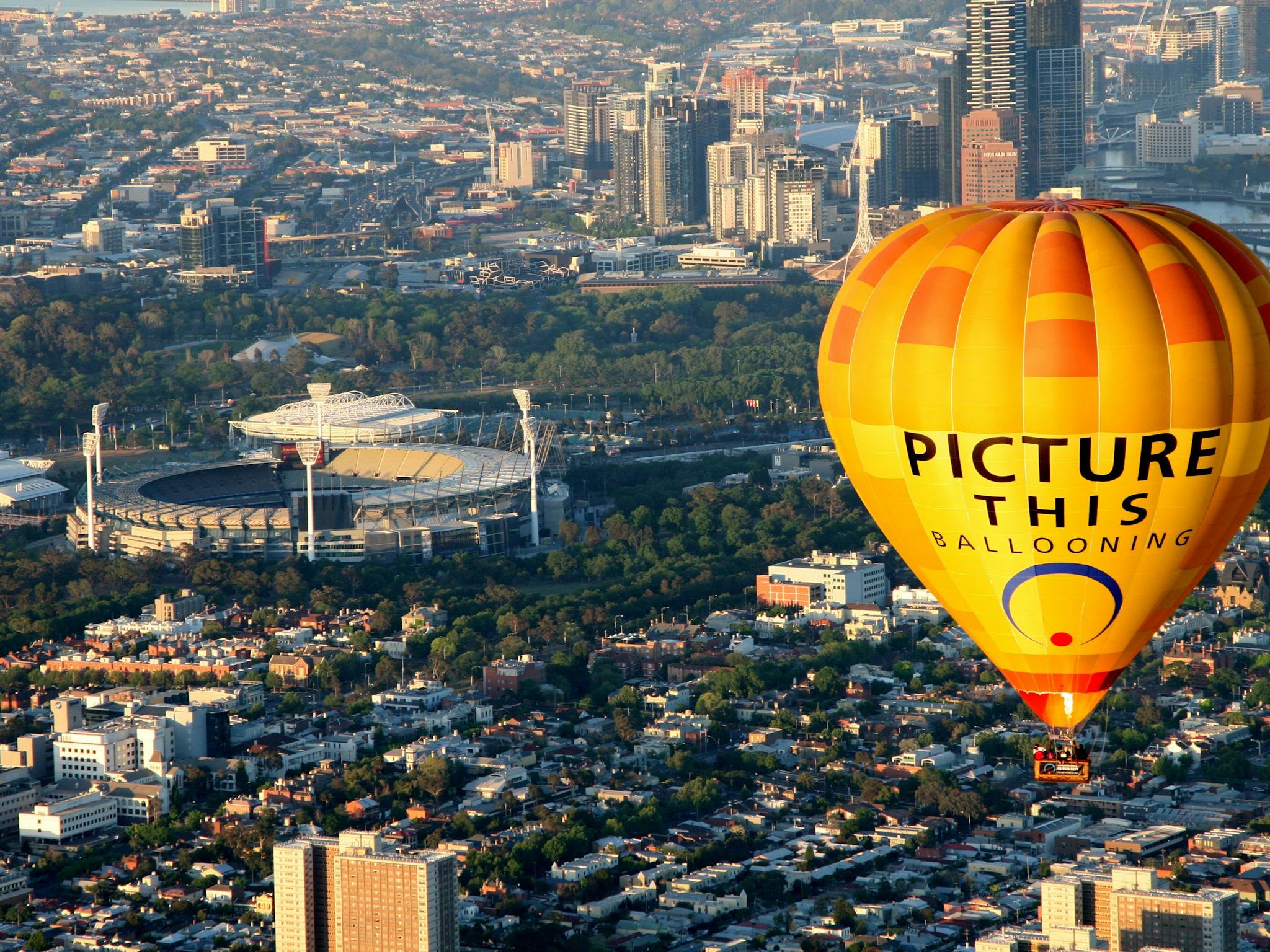 Flying over Melbourne