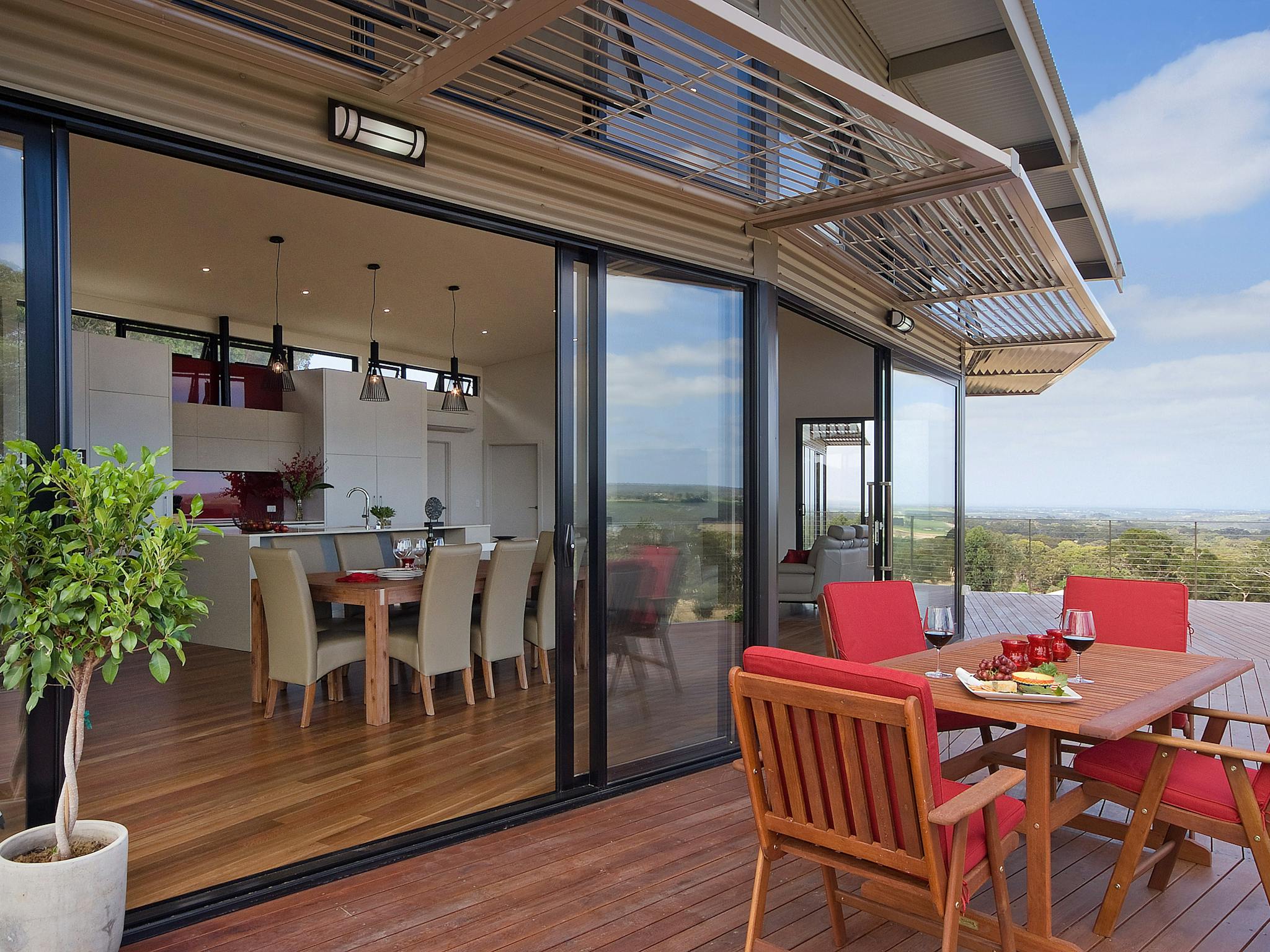 Ceiling to floor double glazed glass affords the views no matter what the weather brings!