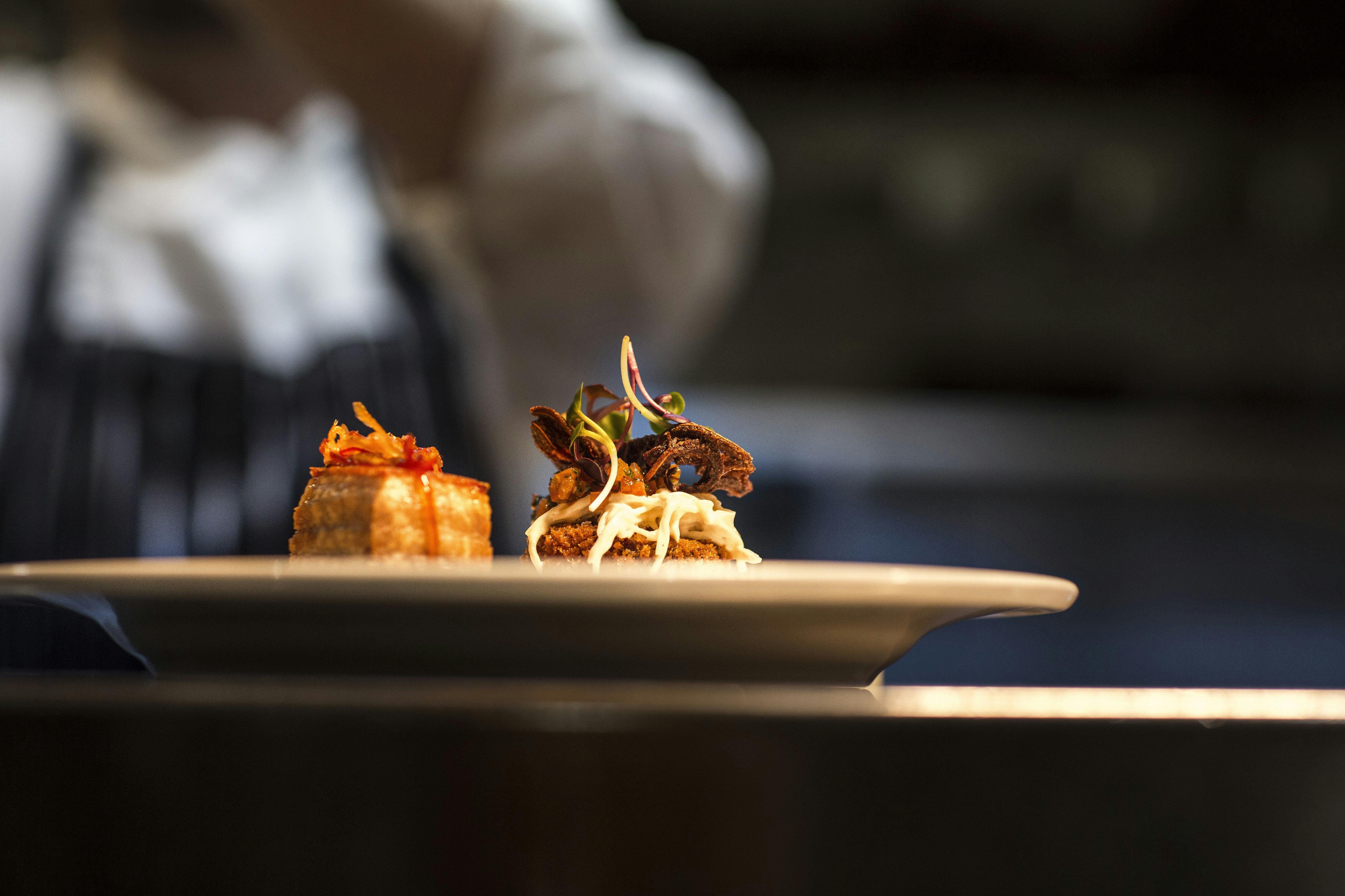 Entree plate on the pass