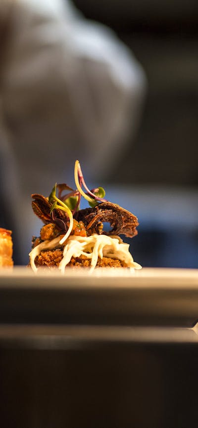Entree plate on the pass