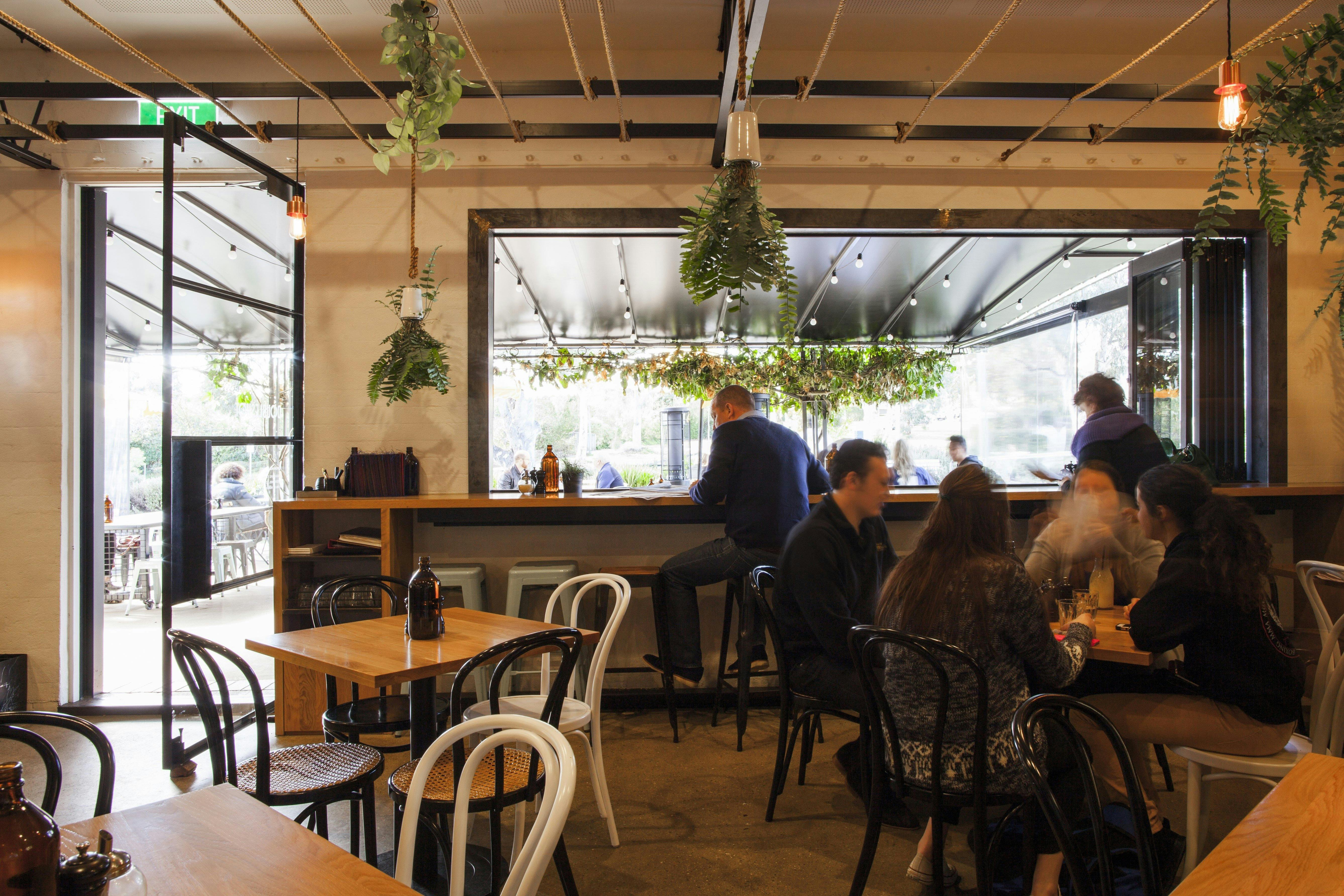 Cafe interior and exterior