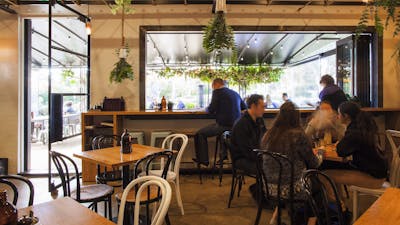 Cafe interior and exterior