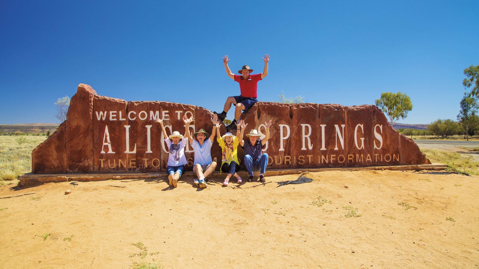AAT Kings guide and guests in Alice Springs