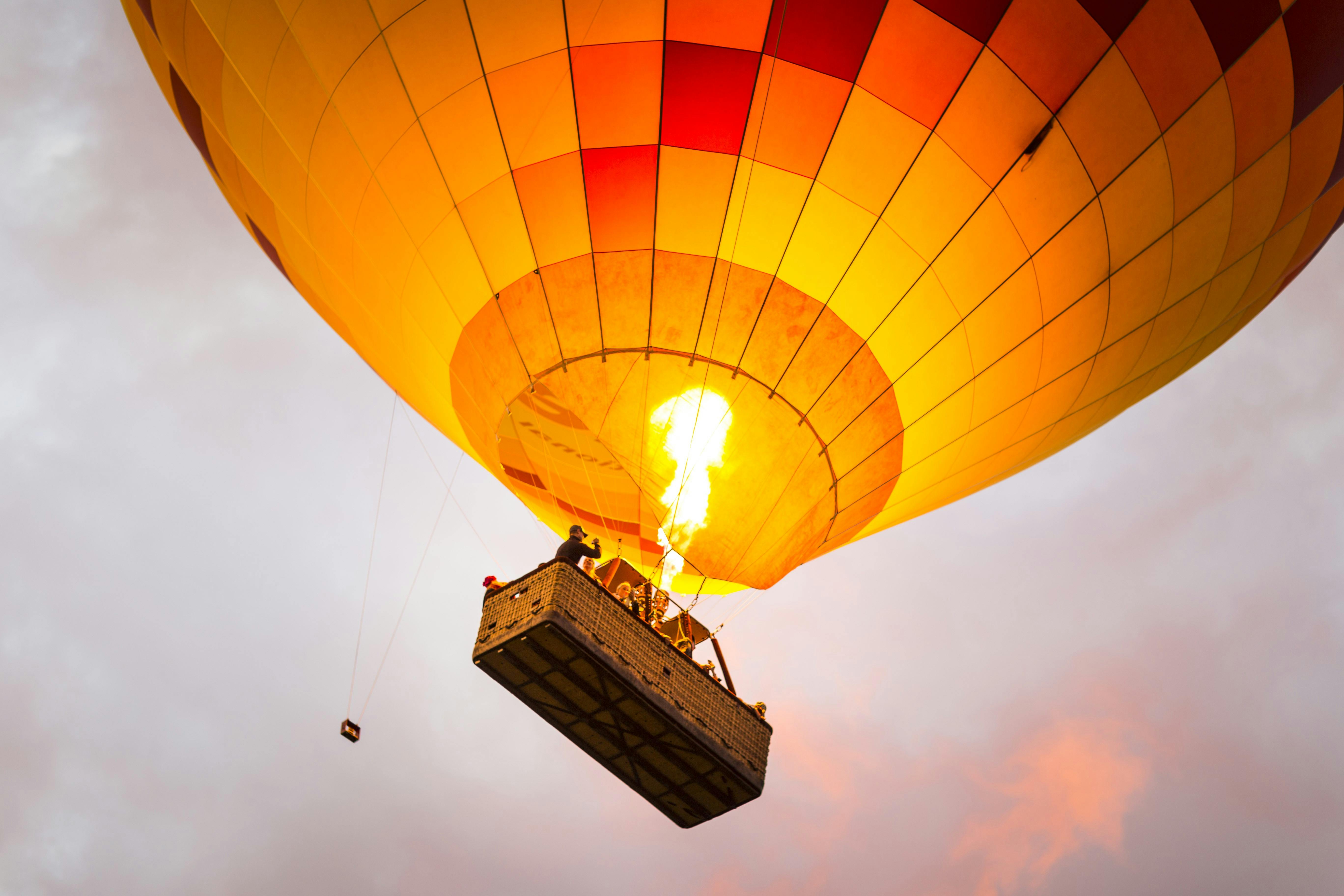 Passengers in a hot air balloon
