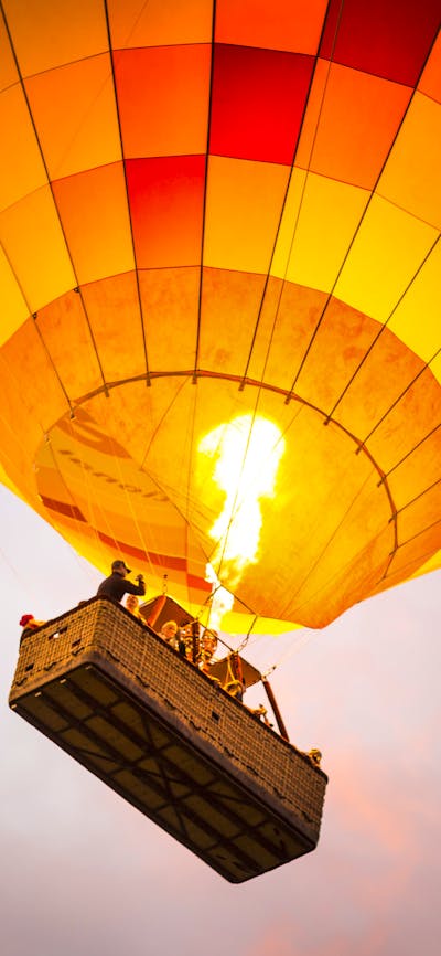 Passengers in a hot air balloon