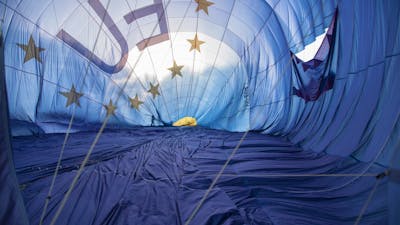 View inside a hot air balloon as it inflates