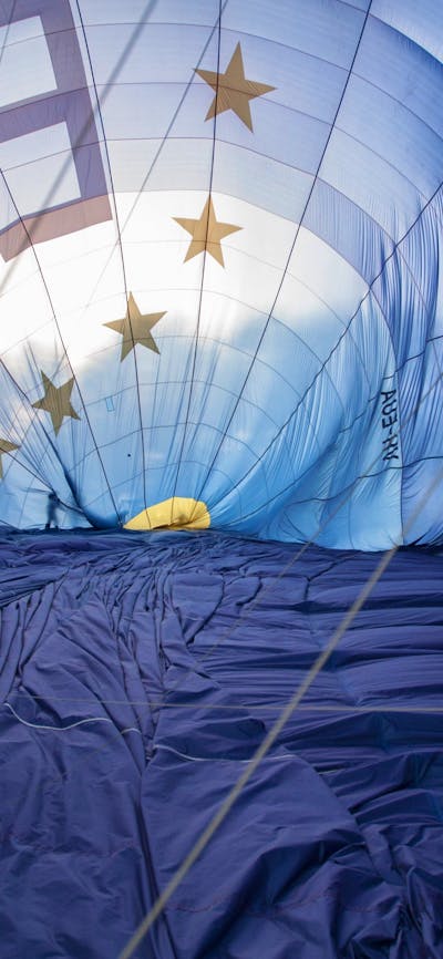 View inside a hot air balloon as it inflates