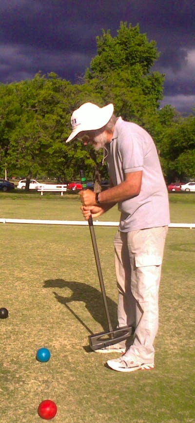 Gentleman at practice on a stormy day