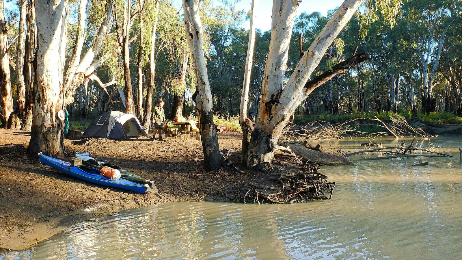 Canoe camping by the creek