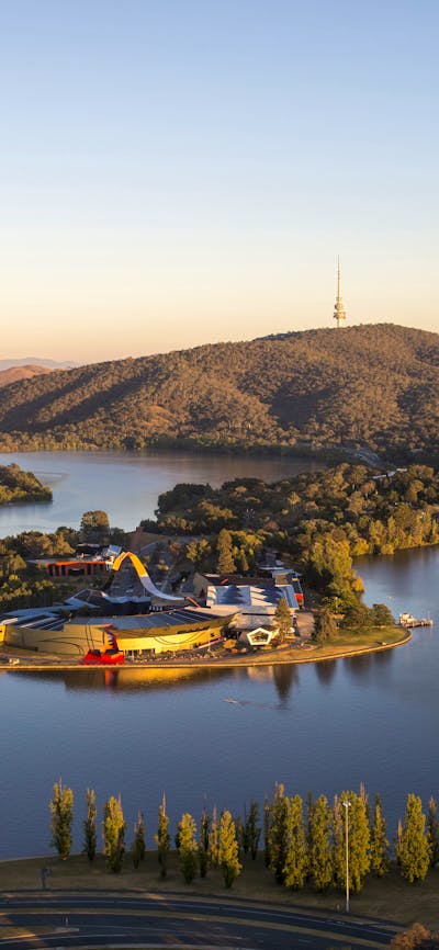 An aerial view of the National Museum of Australia, Canberra.
