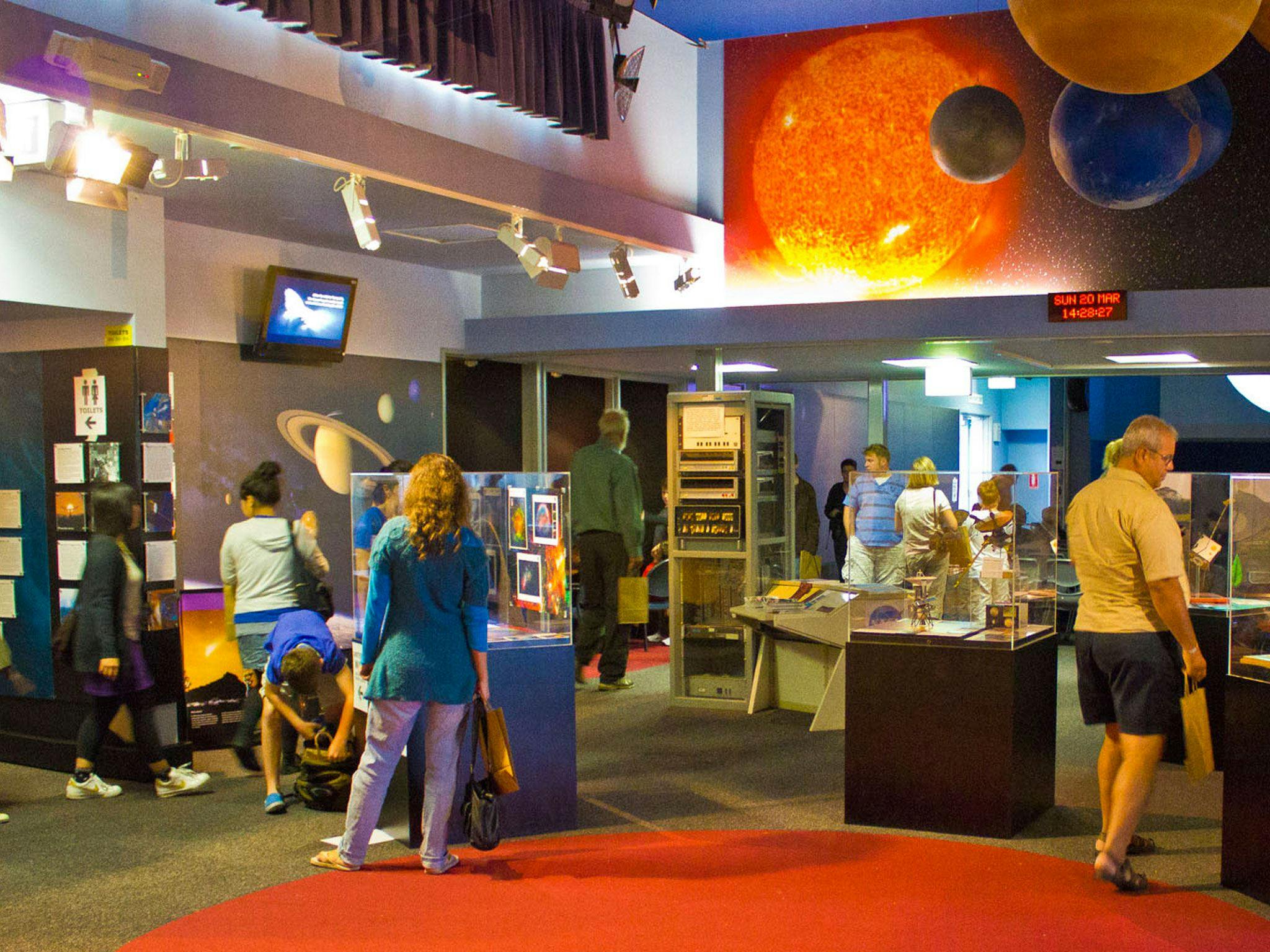 Inside view of visitors browsing displays at the Canberra Deep Space Communication Complex