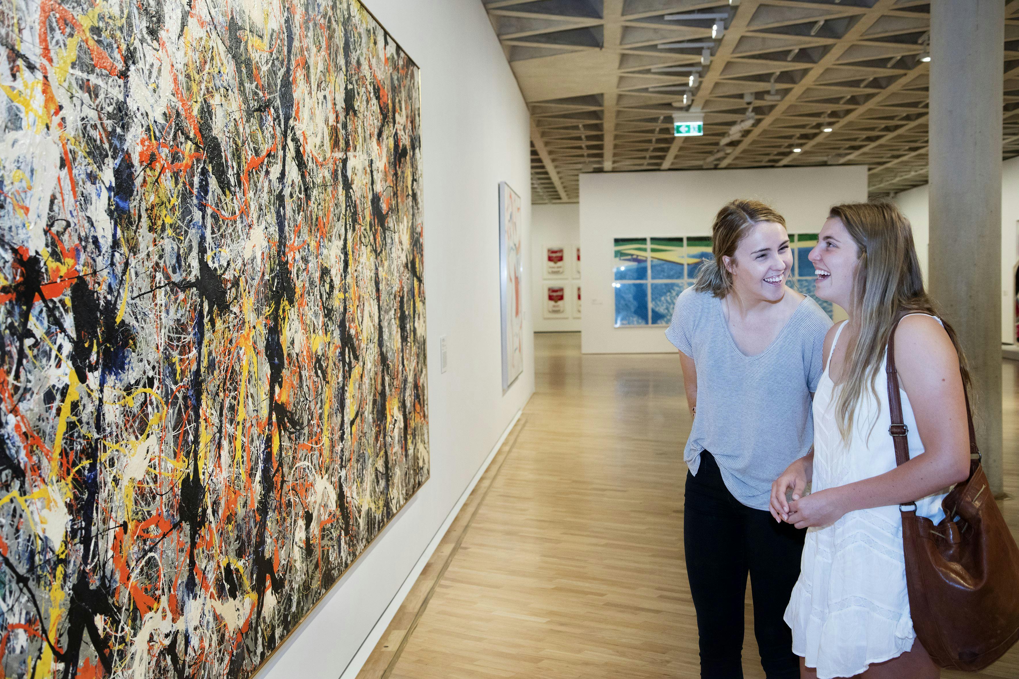 Women looking at art in the National Gallery of Australia, 2015