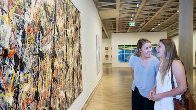 Women looking at art in the National Gallery of Australia, 2015