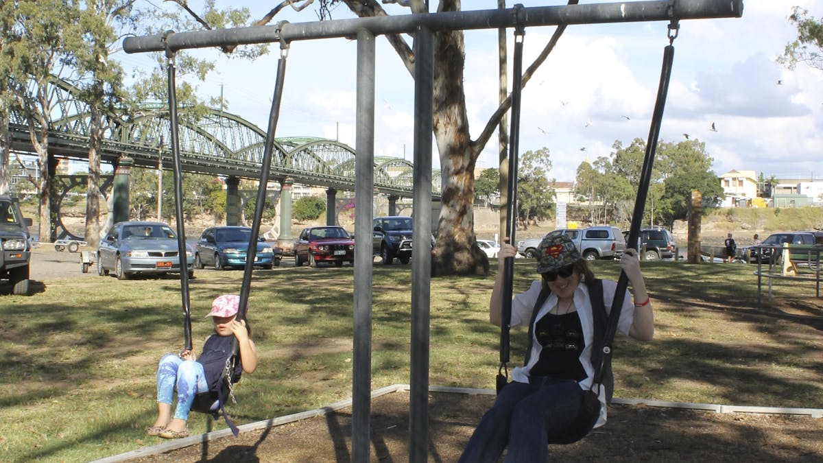 Swinging at Lions Park, North Bundaberg