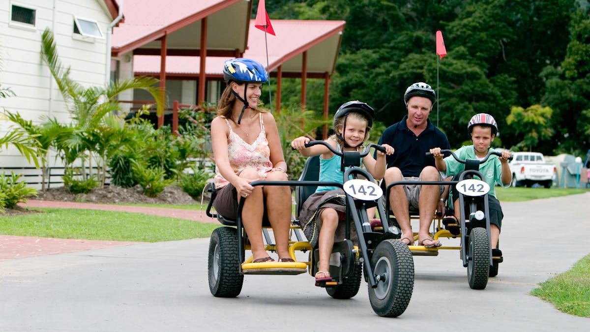 Family fun on double pedal karts through BIG4 Adventure Whitsunday Resort