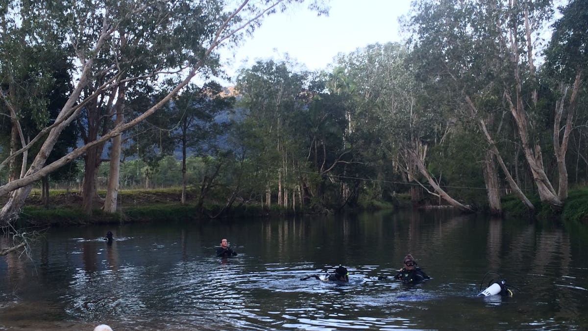 Scuba diving in the rainforest in platypus waters