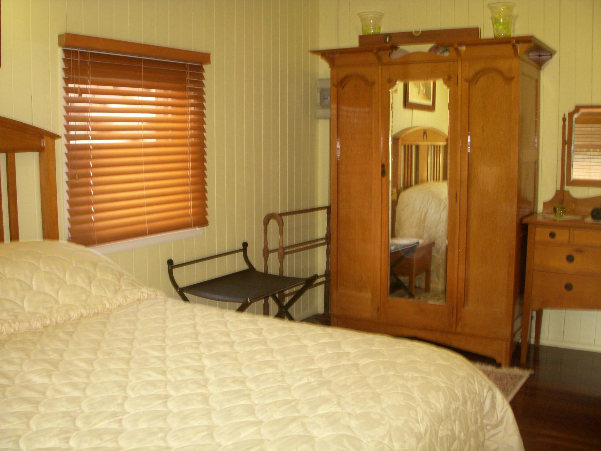 Main bedroom in self contained unit at Bunyip Springs Farmstay.