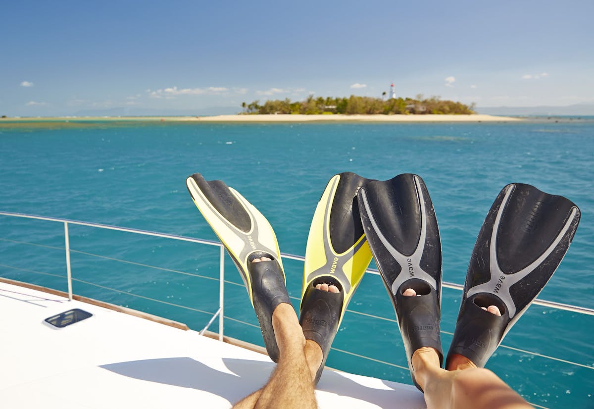 Relaxing before snorkelling at Lowe Isle off Port Douglas