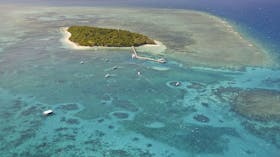 Aerial of Green Island off Cairns and the Great Barrier Reef