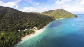 Fitzroy Island aerial off Cairns and the Great Barrier Reef
