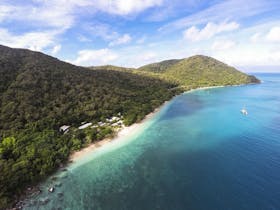 Fitzroy Island aerial off Cairns and the Great Barrier Reef