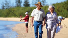 A leisurely stroll along Woodgate Beach