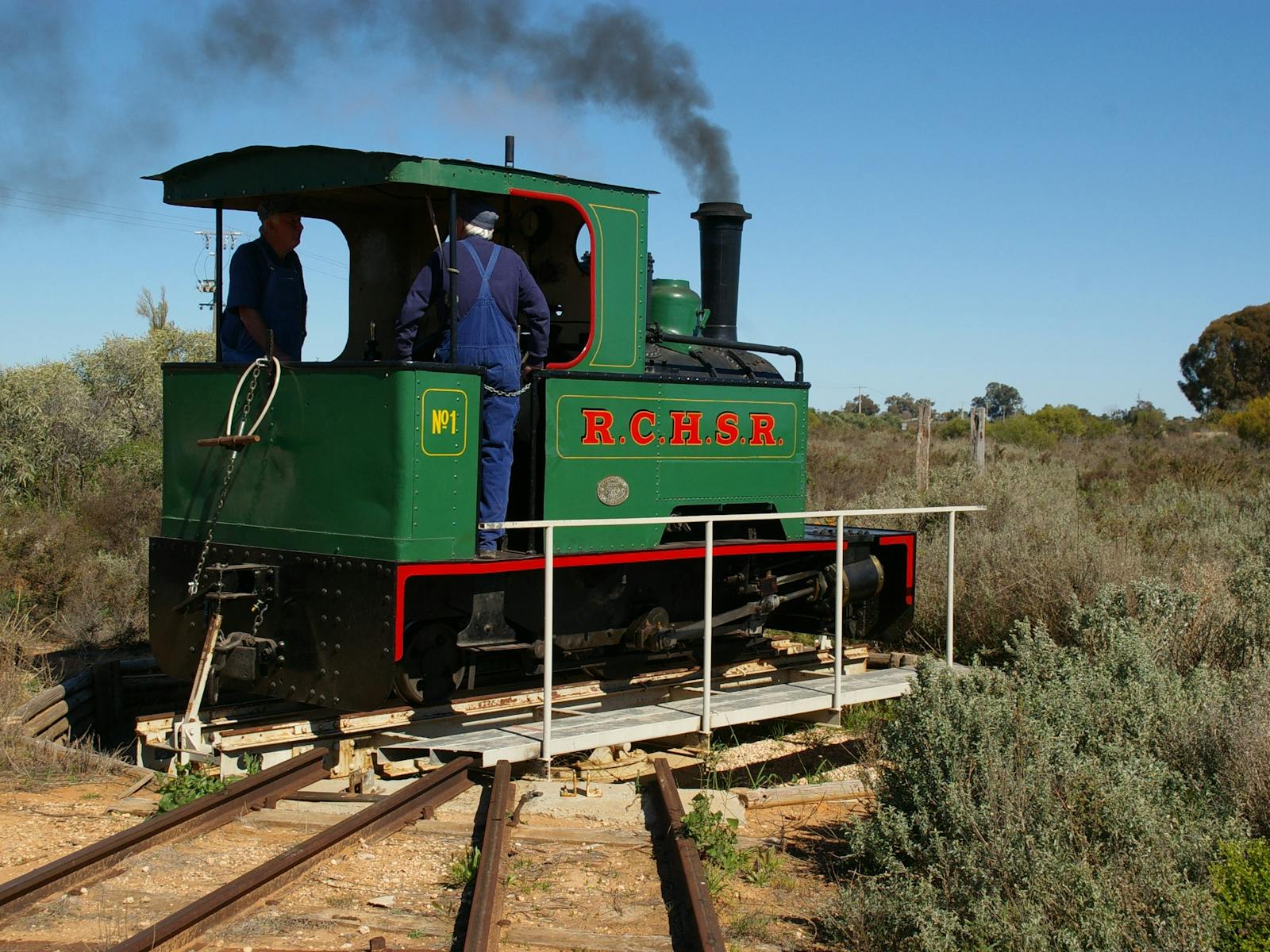 Dampflokomotive „Lukee“ auf der Drehscheibe
