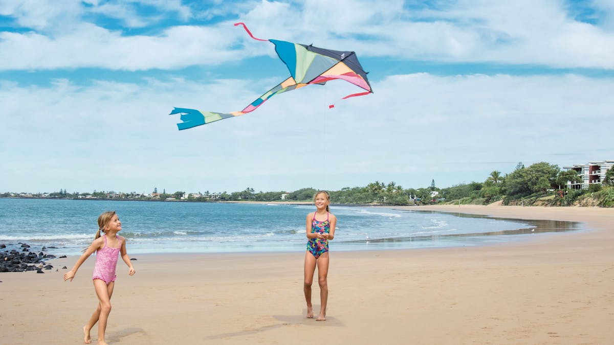 Flying kites at Bargara Beach Flying kites at Bargara Beach
