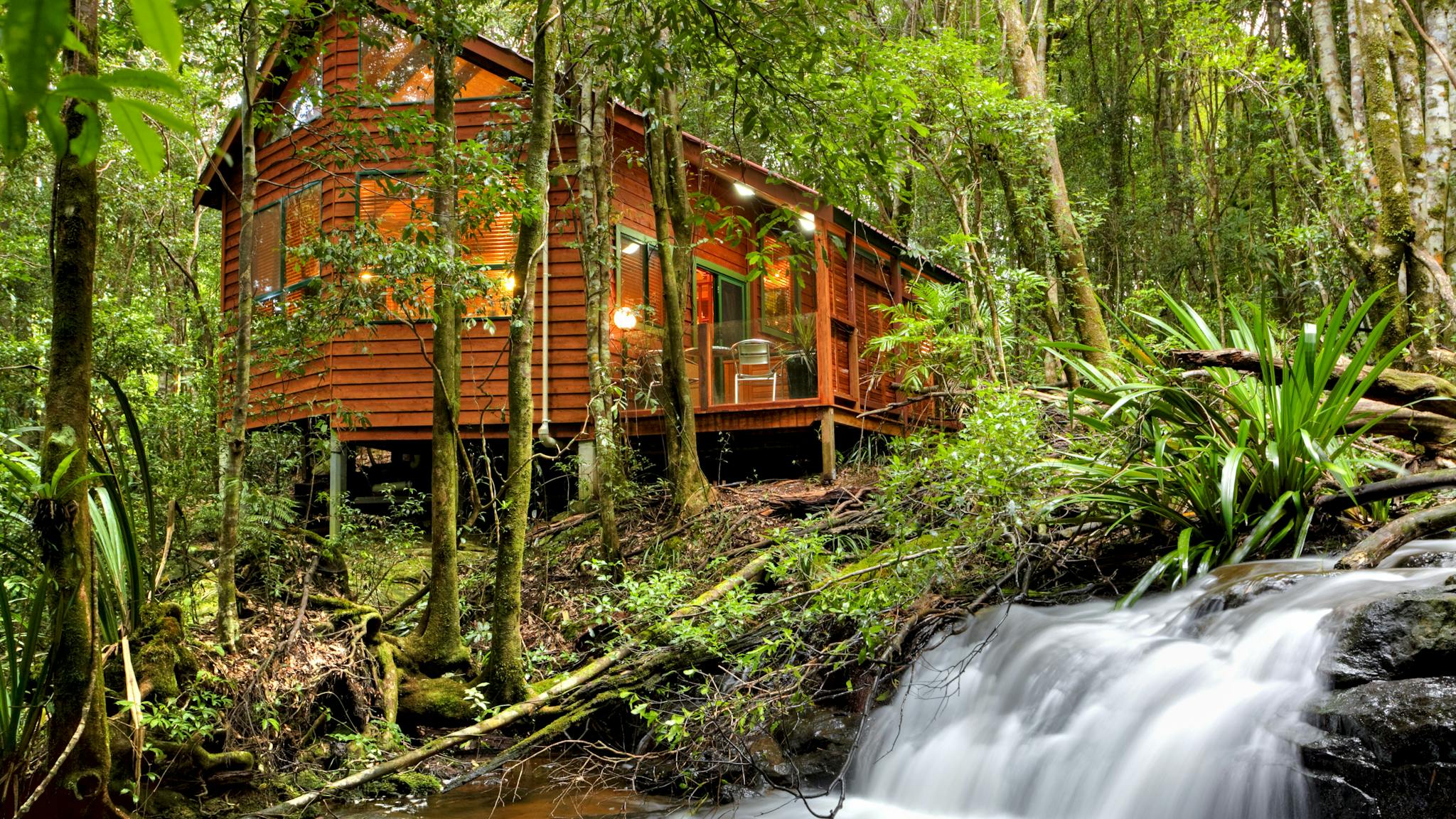 Luxury Rainforest Spa and Stream Chalet Wicked Witch with outside hot tub Luxury Rainforest Spa and Stream Chalet Wicked Witch with outside hot tub