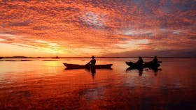 Kayaking at sunset in 1770