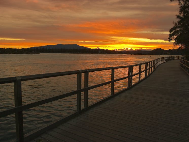 Sunset on boardwalk