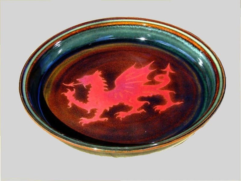 Copper red dragon platter