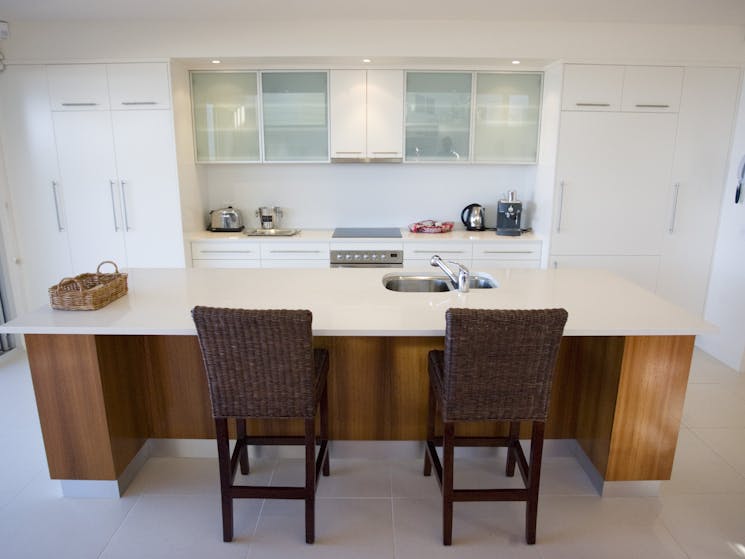 Azure's kitchen is sleek and modern.