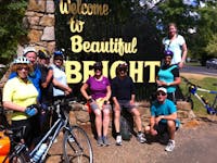 Arriving in Bright on a group tour on the Murray to Mountains Rail Trail