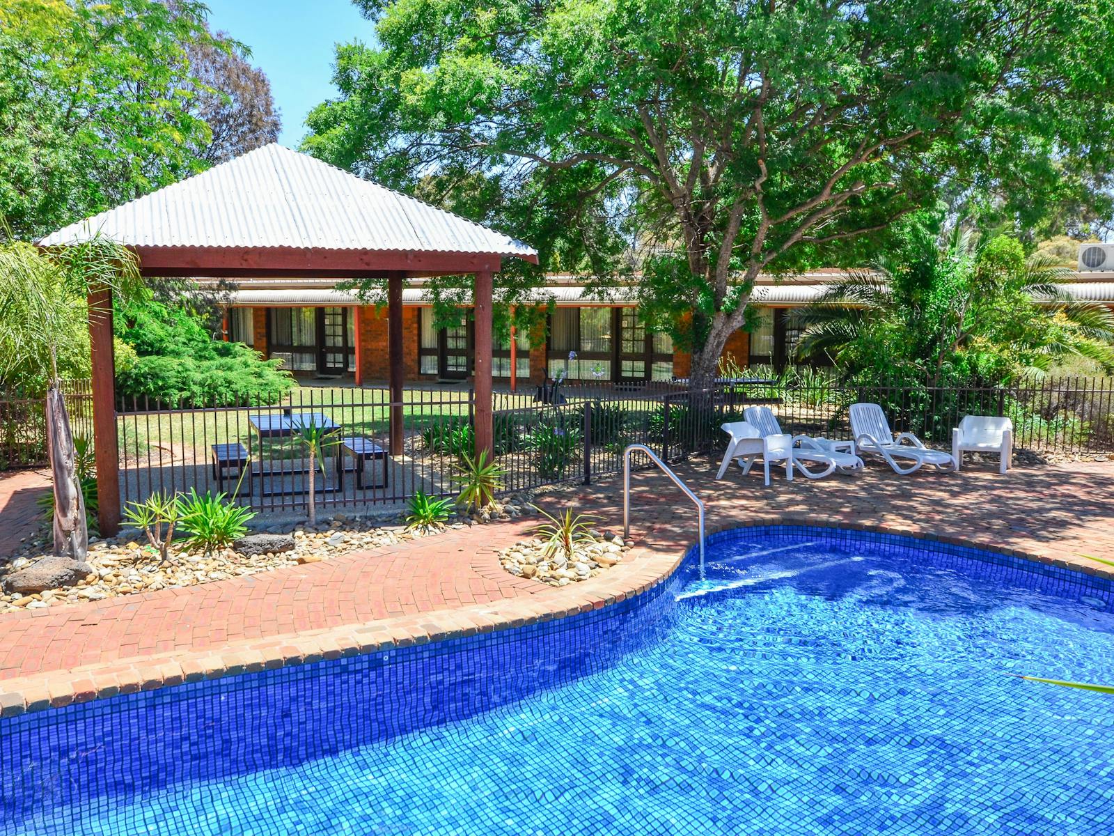 Rooms look onto the gardens/pool