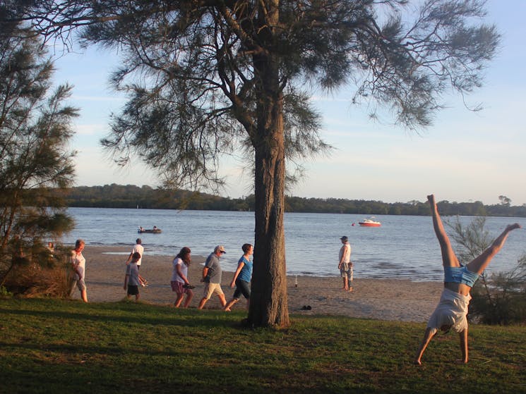 Private beach and waterfront at BIG4 Koala Shores Holiday Park