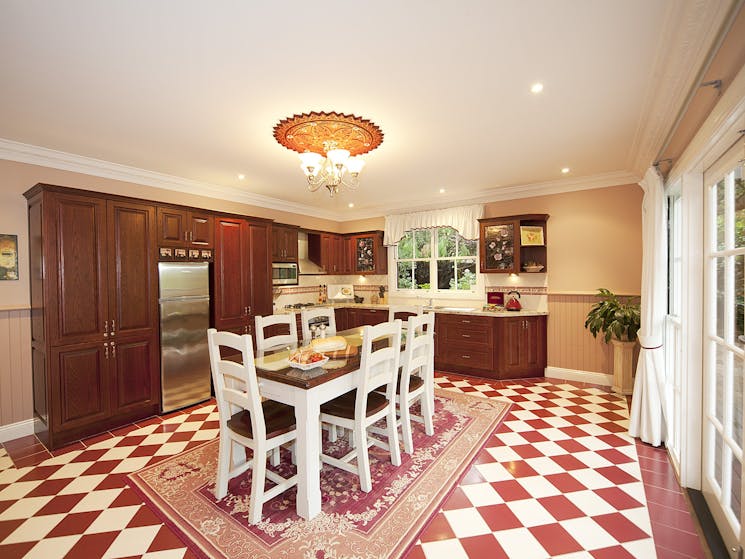 Fully equipped mahogany kitchen, used used by My Kitchen Rules