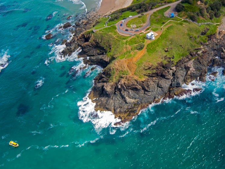 Wave Rider below the Tacking Point Lighthouse