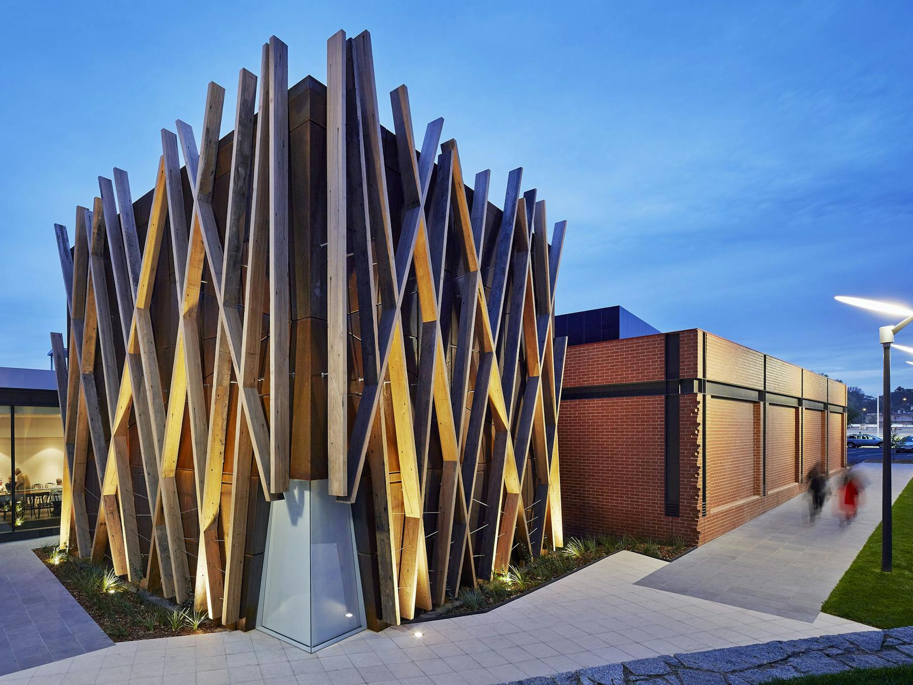 Bendigo Art Gallery at night - Contemporary Wing and Cafe