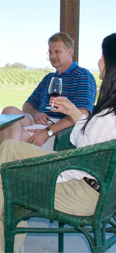 Enjoying a drink in the Cellar Door