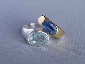 Men's  rings with Kyanite and Aquamarine