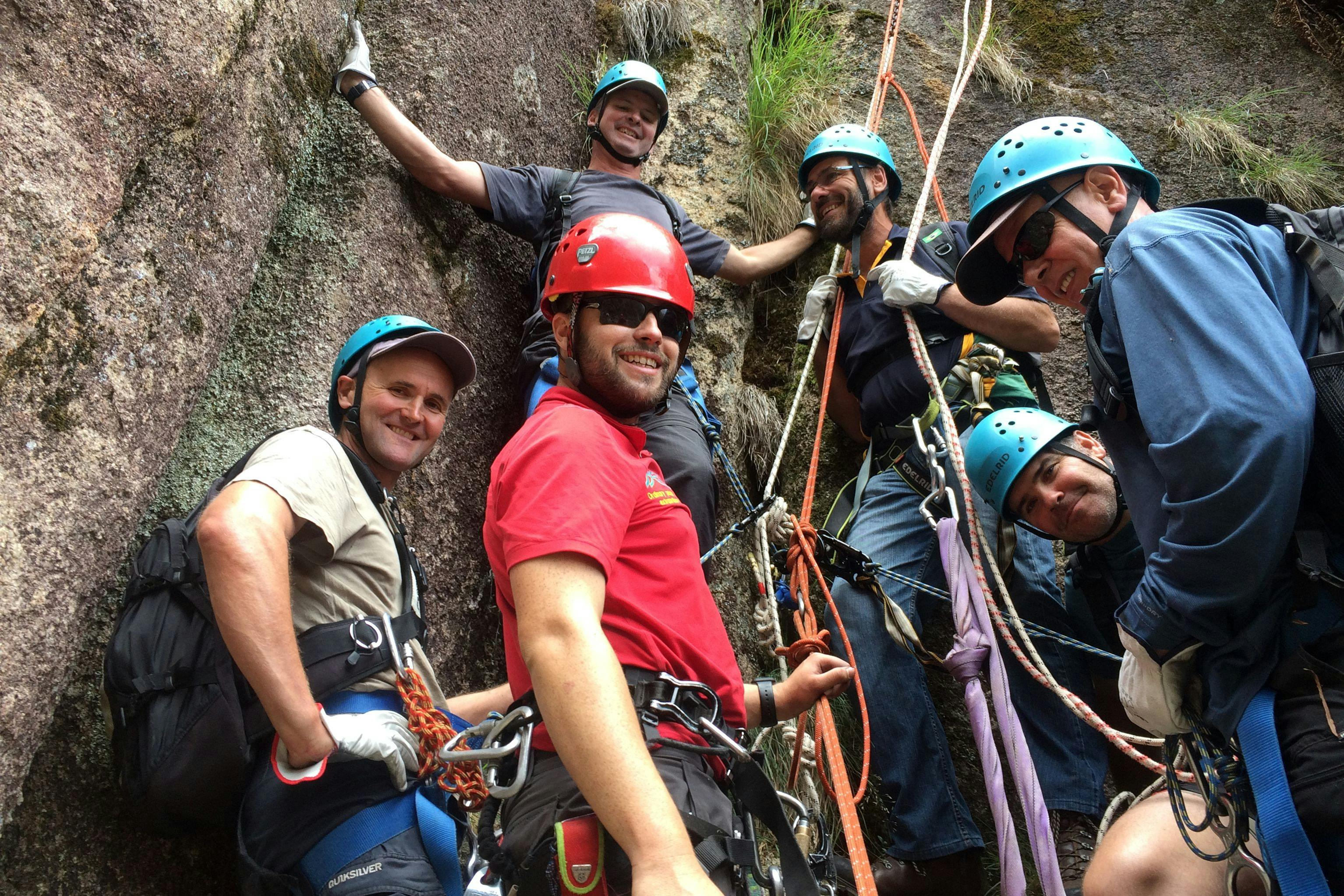 Adventurers half way down The North Walll