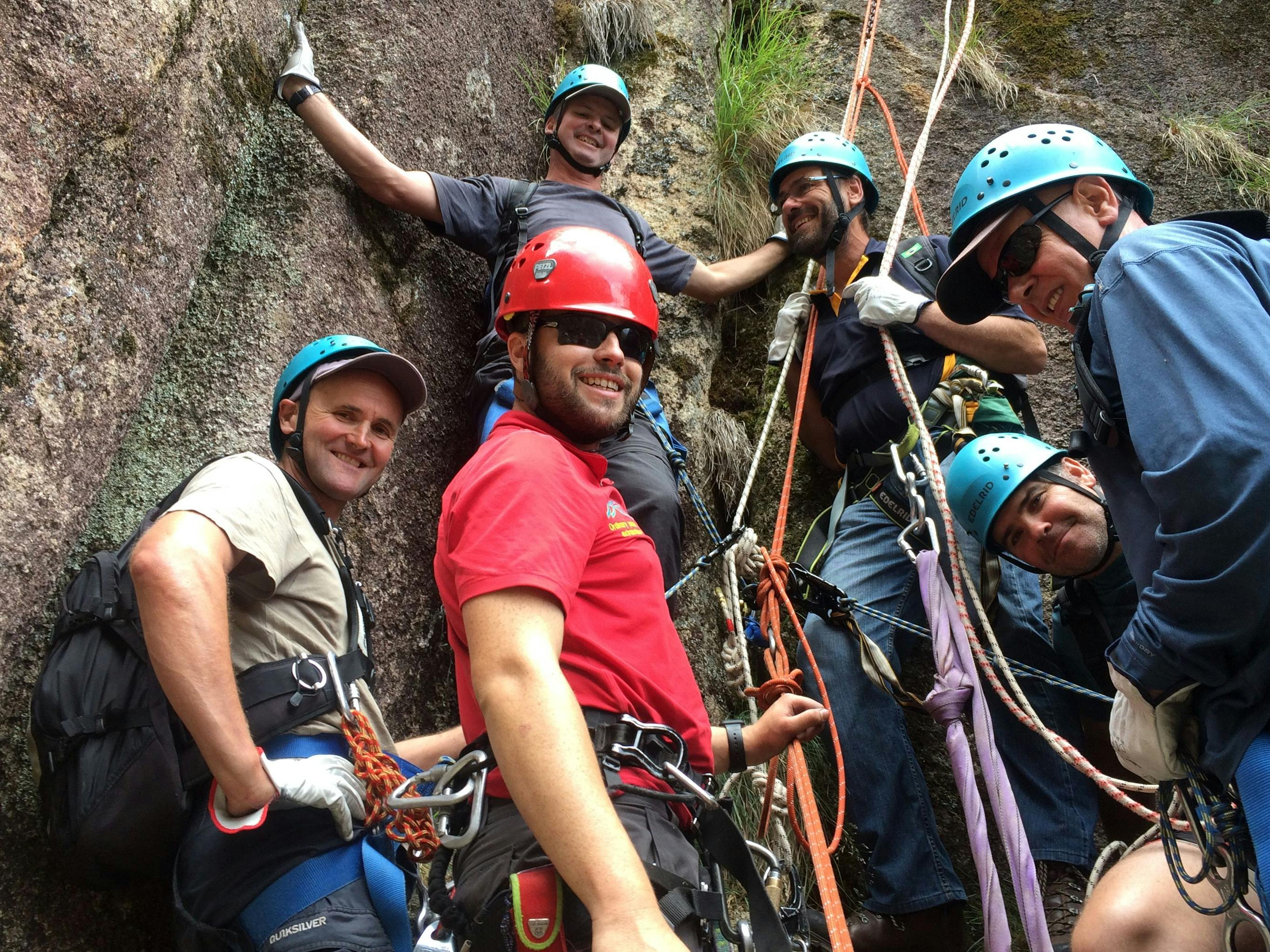 Adventurers half way down The North Walll