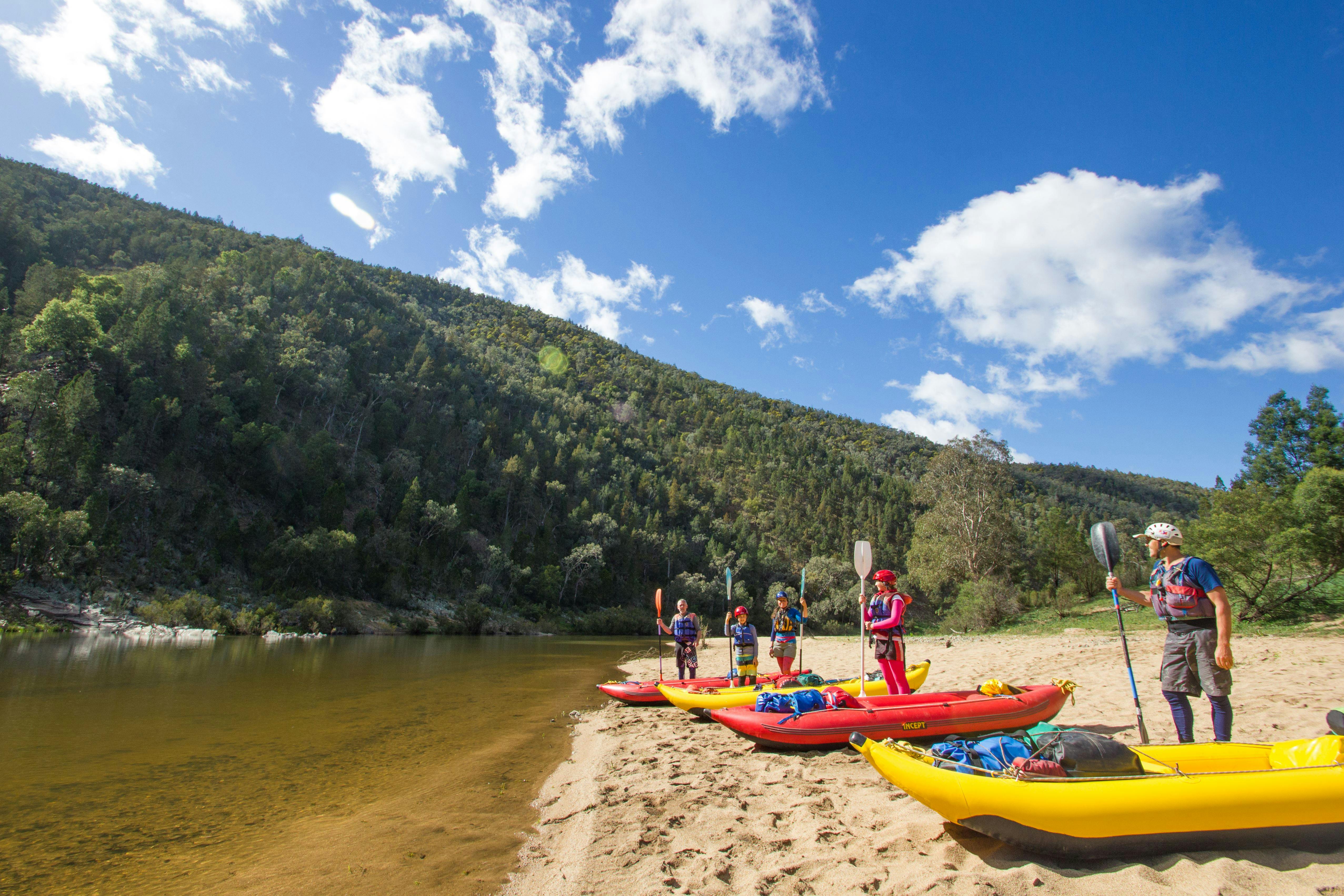 Getting ready for some wilderness paddling along the Snowy - Byadbo Wilderness 5 day kayak tour