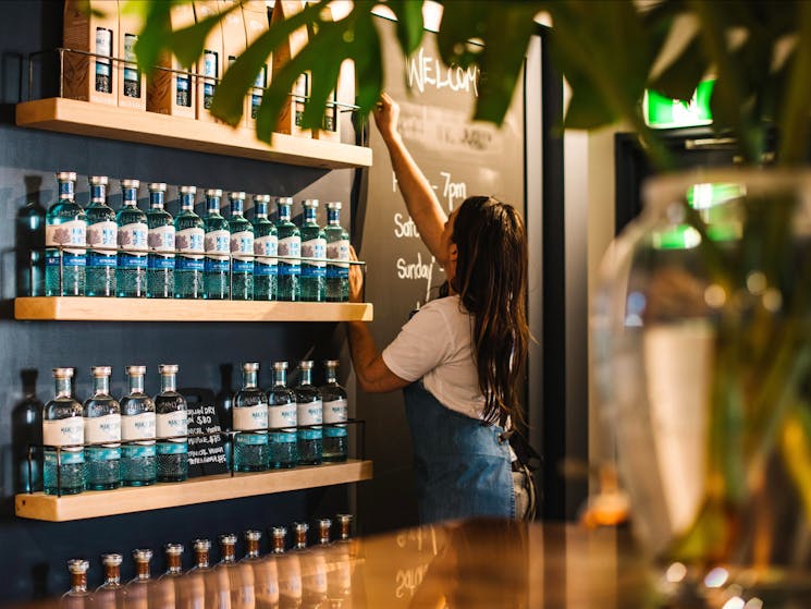 Manly Spirits Co. Distillery Tasting Bar display